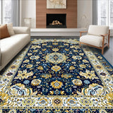 Ultra Soft Area Rug, Non Slip, Stain Resistant, Washable Area Rugs for Living Room, Bedroom, Earthy Tone Decorative Symmetry(Blue)