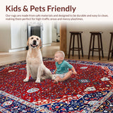 Ultra Soft Area Rug, Non Slip, Stain Resistant, Washable Area Rugs for Living Room, Bedroom, Elegant Red and Blue Medallion(Red)