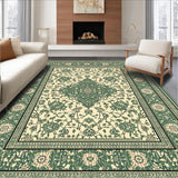 Ultra Soft Area Rug, Non Slip, Stain Resistant, Washable Area Rugs for Living Room, Bedroom, Antique Motif Sage Meditation Space Washable Carpet(Beige)
