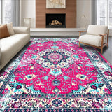 Ultra Soft Area Rug, Non Slip, Stain Resistant, Washable Area Rugs for Living Room, Bedroom, Artful Lived-In Damask Design(Red)