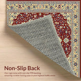 Ultra Soft Area Rug, Non Slip, Stain Resistant, Washable Area Rugs for Living Room, Bedroom, Rustic Vintage Ethnic Patterns(Red)