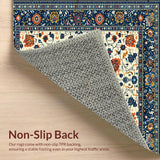 Ultra Soft Area Rug, Non Slip, Stain Resistant, Washable Area Rugs for Living Room, Bedroom, Elegant Textured Floral Composition(Blue)