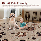 Ultra Soft Area Rug, Non Slip, Stain Resistant, Washable Area Rugs for Living Room, Bedroom, Gothic Playful Design Elements(Brown)