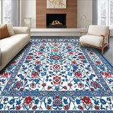 Ultra Soft Area Rug, Non Slip, Stain Resistant, Washable Area Rugs for Living Room, Bedroom, Vibrant Transitional Floral Aesthetic(White)