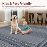 Ultra Soft Area Rug, Non Slip, Stain Resistant, Washable Area Rugs for Living Room, Bedroom, Contemporary Black Tiled Motif(Gray)