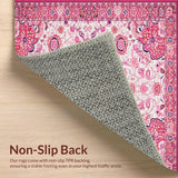 Ultra Soft Area Rug, Non Slip, Stain Resistant, Washable Area Rugs for Living Room, Bedroom, Artistic Bright Floral Impression(Pink)