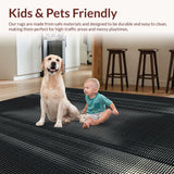 Ultra Soft Area Rug, Non Slip, Stain Resistant, Washable Area Rugs for Living Room, Bedroom, Chic Striped Animal Motif(Black)