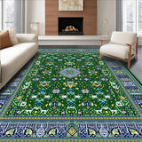 Ultra Soft Area Rug, Non Slip, Stain Resistant, Washable Area Rugs for Living Room, Bedroom, Chic Ogee Floral Arrangement(Green)