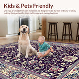 Ultra Soft Area Rug, Non Slip, Stain Resistant, Washable Area Rugs for Living Room, Bedroom, Abstract Artful Purple Blossom Style(Purple)