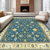 Ultra Soft Area Rug, Non Slip, Stain Resistant, Washable Area Rugs for Living Room, Bedroom, Elegant Oval Area Azure Design(Blue)