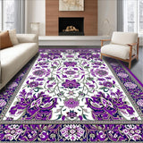 Ultra Soft Area Rug, Non Slip, Stain Resistant, Washable Area Rugs for Living Room, Bedroom, Charming Vintage-inspired Flower Motif(Purple)