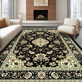 Ultra Soft Area Rug, Non Slip, Stain Resistant, Washable Area Rugs for Living Room, Bedroom, Rustic Traditional Tiled Motif(Black)