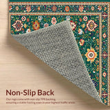 Ultra Soft Area Rug, Non Slip, Stain Resistant, Washable Area Rugs for Living Room, Bedroom, Charming Soft Floral Texture(Green)