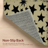Ultra Soft Area Rug, Non Slip, Stain Resistant, Washable Area Rugs for Living Room, Bedroom, Rustic Stencil Star Entryway Jute Accent Rug(Beige)
