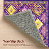 Ultra Soft Area Rug, Non Slip, Stain Resistant, Washable Area Rugs for Living Room, Bedroom, Dynamic Floral Lattice Composition(Purple)