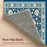 Ultra Soft Area Rug, Non Slip, Stain Resistant, Washable Area Rugs for Living Room, Bedroom, Vibrant Coastal Medallion Aesthetic(Blue)