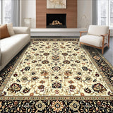 Ultra Soft Area Rug, Non Slip, Stain Resistant, Washable Area Rugs for Living Room, Bedroom, Stylish Round with Ornamental Floral Medallions(Beige)