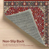 Ultra Soft Area Rug, Non Slip, Stain Resistant, Washable Area Rugs for Living Room, Bedroom, Rustic Earthy Toned Botanical Design(Red)