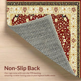 Ultra Soft Area Rug, Non Slip, Stain Resistant, Washable Area Rugs for Living Room, Bedroom, Plush Area with Floral Motifs(Red)