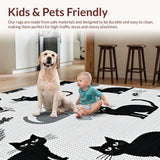 Ultra Soft Area Rug, Non Slip, Stain Resistant, Washable Area Rugs for Living Room, Bedroom, Whimsical Stretched Feline Motif(Black)