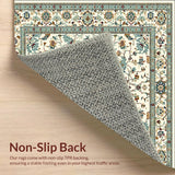 Ultra Soft Area Rug, Non Slip, Stain Resistant, Washable Area Rugs for Living Room, Bedroom, Neutral Toned Area With Vintage Inspired Ornate Medallion(Beige)