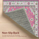 Ultra Soft Area Rug, Non Slip, Stain Resistant, Washable Area Rugs for Living Room, Bedroom, Soft Colorful Medallion Theme(Pink)