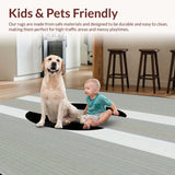 Ultra Soft Area Rug, Non Slip, Stain Resistant, Washable Area Rugs for Living Room, Bedroom, Modern Geometric Striped Area Rug Black & White Design(Gray)