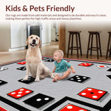 Ultra Soft Area Rug, Non Slip, Stain Resistant, Washable Area Rugs for Living Room, Bedroom, Contemporary Bold Color Contrast(Red)