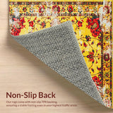 Ultra Soft Area Rug, Non Slip, Stain Resistant, Washable Area Rugs for Living Room, Bedroom, Stylish Retro Floral Aesthetic(Yellow)