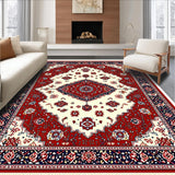 Ultra Soft Area Rug, Non Slip, Stain Resistant, Washable Area Rugs for Living Room, Bedroom, High Traffic Ivory Red Decorative Rug for Family Rooms(Red)