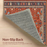 Ultra Soft Area Rug, Non Slip, Stain Resistant, Washable Area Rugs for Living Room, Bedroom, Vintage Ethnic Burnt Orange Motif(Red)