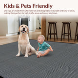 Ultra Soft Area Rug, Non Slip, Stain Resistant, Washable Area Rugs for Living Room, Bedroom, Refined Monochrome Graphic Design(Gray)