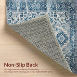 Ultra Soft Area Rug, Non Slip, Stain Resistant, Washable Area Rugs for Living Room, Bedroom, Sophisticated Transitional Damask Elegance(Blue)