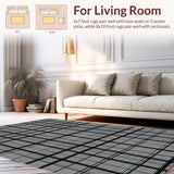 Ultra Soft Area Rug, Non Slip, Stain Resistant, Washable Area Rugs for Living Room, Bedroom, Striking Modernist Trellis Composition(Black)