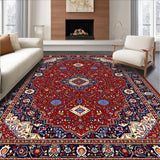 Ultra Soft Area Rug, Non Slip, Stain Resistant, Washable Area Rugs for Living Room, Bedroom, Vintage Floral Trellis Arrangement(Red)