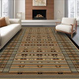 Ultra Soft Area Rug, Non Slip, Stain Resistant, Washable Area Rugs for Living Room, Bedroom, Artisanal Heritage Rustic Design(Brown)