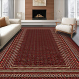 Ultra Soft Area Rug, Non Slip, Stain Resistant, Washable Area Rugs for Living Room, Bedroom, Elegant Warm Tones Design(Red)