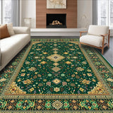 Ultra Soft Area Rug, Non Slip, Stain Resistant, Washable Area Rugs for Living Room, Bedroom, Green Embroidered Arabic Meditation Room Prayer Rug(Green)