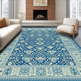Ultra Soft Area Rug, Non Slip, Stain Resistant, Washable Area Rugs for Living Room, Bedroom, Sophisticated Minimalist Diamond Layout(Blue)