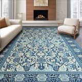 Ultra Soft Area Rug, Non Slip, Stain Resistant, Washable Area Rugs for Living Room, Bedroom, Chic Area with Striking Blue and Beige Abstract Motifs for Spaces(Blue)