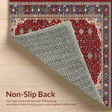 Ultra Soft Area Rug, Non Slip, Stain Resistant, Washable Area Rugs for Living Room, Bedroom, Contemporary Striped Textured Design(Red)