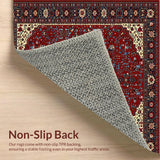 Ultra Soft Area Rug, Non Slip, Stain Resistant, Washable Area Rugs for Living Room, Bedroom, Luxurious Deep Red Tiled Pattern(Red)