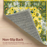 Ultra Soft Area Rug, Non Slip, Stain Resistant, Washable Area Rugs for Living Room, Bedroom, Eclectic Vibrant Leafy Motif(Yellow)