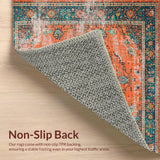 Ultra Soft Area Rug, Non Slip, Stain Resistant, Washable Area Rugs for Living Room, Bedroom, Chic Orange and Teal Abstract Look(Orange)