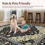 Ultra Soft Area Rug, Non Slip, Stain Resistant, Washable Area Rugs for Living Room, Bedroom, Chic Black and Gray Motif(Black)