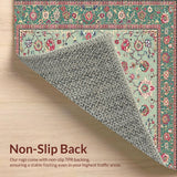 Ultra Soft Area Rug, Non Slip, Stain Resistant, Washable Area Rugs for Living Room, Bedroom, Rustic Floral Geometric Arrangement(Green)