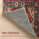 Ultra Soft Area Rug, Non Slip, Stain Resistant, Washable Area Rugs for Living Room, Bedroom, Rustic Earthy Vintage Motif(Red)