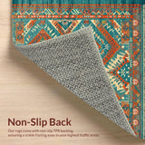 Ultra Soft Area Rug, Non Slip, Stain Resistant, Washable Area Rugs for Living Room, Bedroom, Eclectic Ethnic Geometric Tapestry(Orange)