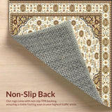 Ultra Soft Area Rug, Non Slip, Stain Resistant, Washable Area Rugs for Living Room, Bedroom, Tan Checkered Boho Rug(Beige)