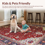 Ultra Soft Area Rug, Non Slip, Stain Resistant, Washable Area Rugs for Living Room, Bedroom, Rustic Warm Toned Floral Design(Red)